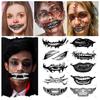 Halloween Temporary Tattoo Stickers Waterproof Horror Lips DIY Stickers Big Mouth Fake Tattoos Scar Special Facial Funny Makeup