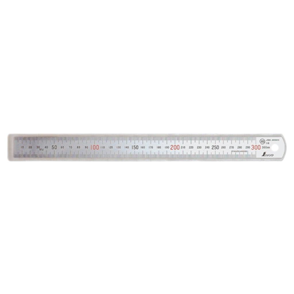 Shinwa Sokutei Straight Upper and Lower 1mm 13463 Ruler, Silver, Sections, Pitch, 30cm,