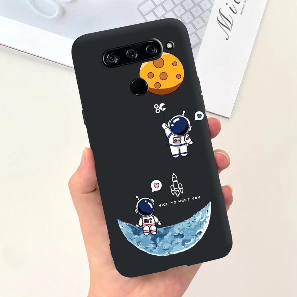 Case For LG V40 ThinQ Cartoon Astronaut Dinosaur Soft Silicon Black Cover For LG V50 V50S ThinQ 5G LG V30 2017 Bumper Phone Case