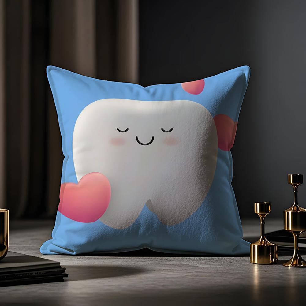 Cuscino per Divano Novità Clinica Dentale Dente Anime Federa Anti-acaro Cerniera Invisibile Morbido Peluche Corto