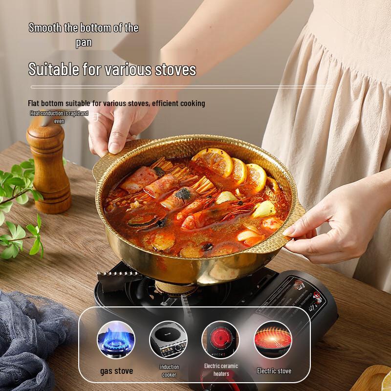 Złoty gorący garnek i opiekacz ze stali nierdzewnej