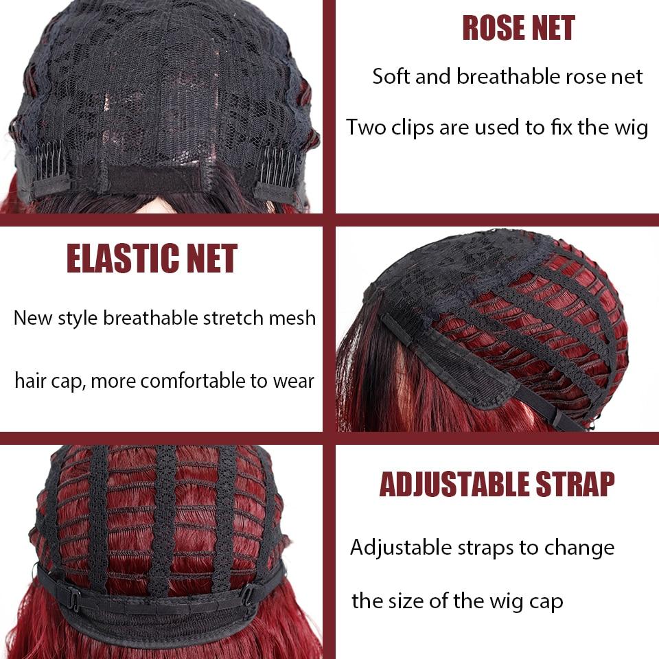 MISSQUEEN Long Ombre Red Wigs for Women Middle Part Curly Wigs Natural Looking Synthetic Heat Resistant Fiber Wigs