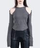 Nogtabeu Cutout Shoulder Top Grey