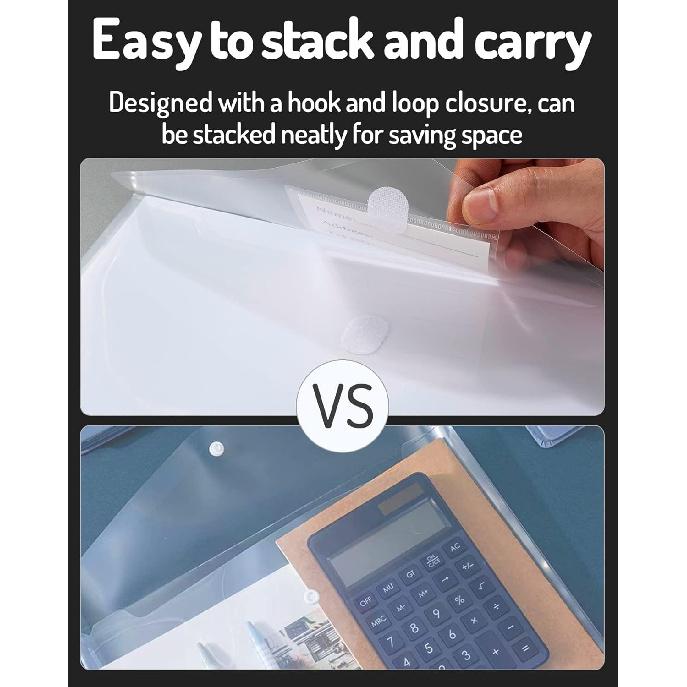 Forvencer Binder Pocket, 10 Pack Super Heavyweight Plastic Folders with Tight Closure, Folders with Pockets Side Loading, Binder Organizer, Binder