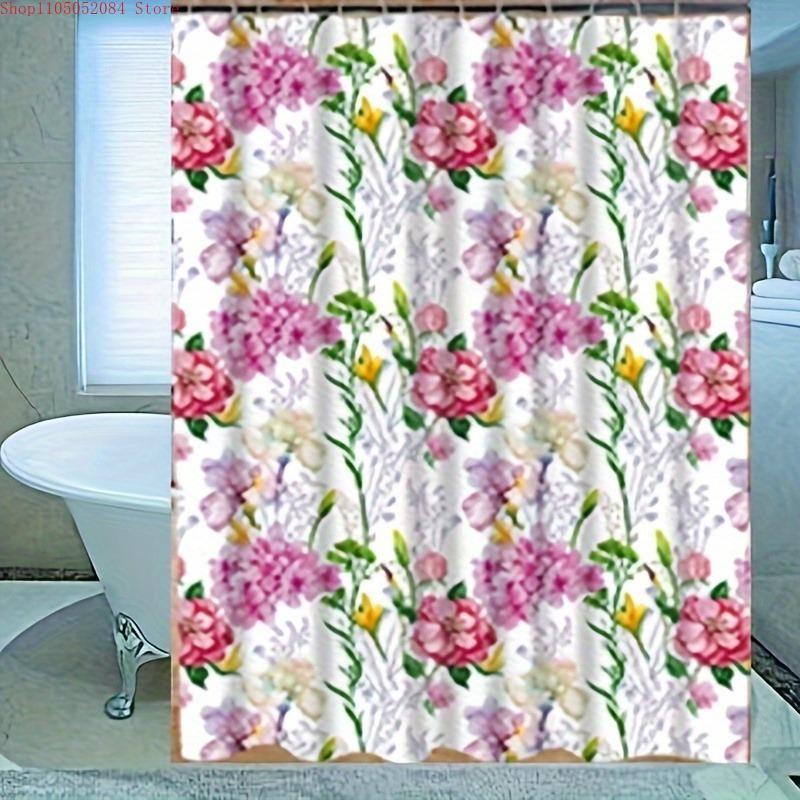

Peva Shower Curtain Partition No Drilling Required - With Hooks Waterproof Mildew Proof Easy Install Washable W60H190(CM)-1 Pcs
