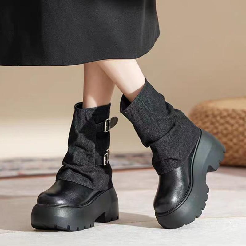 Fashion Women Ankle Boots Platform Chunky Denim Fashion Shoes Designer 2025 Winter New Trend Gladiator Boots Woman Botas Mujer Zapatos