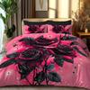Rose Bedding Set 3D Printed Duvet Cover Set Skin-Friendly Single Double Size Bedroom Decor Duvet Cover Set Happy Halloween Gifts
