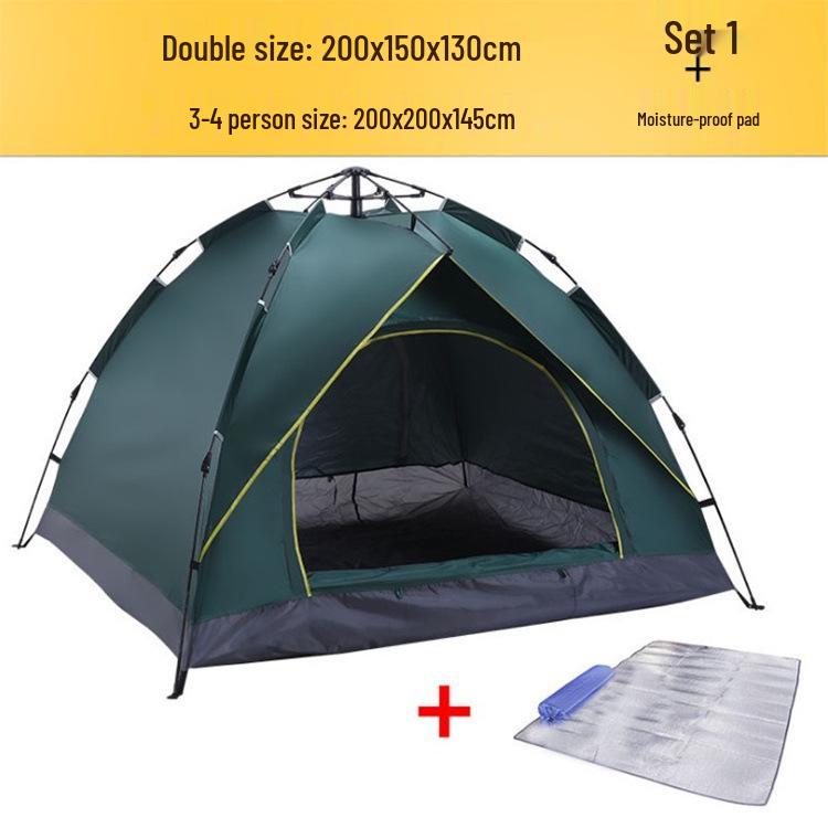 Fully Automatic 3-4 Person Tent: Sun Protection, Thickened Rainproof, Quick Setup for Camping or Beach.