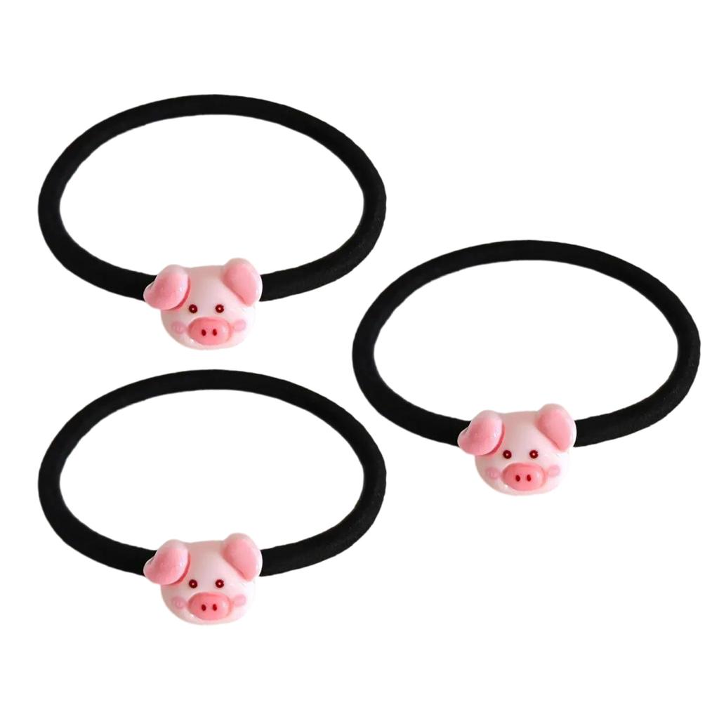 Confezione da 3 Elastici per Capelli Maialino Cartone Animato Morbidi Elastici Scrunchies con Adorabile Design Animale per Donne Ragazze Bambini Uso Quotidiano