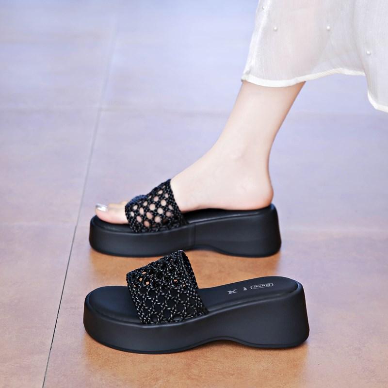 

CRLAYDK Сандалии для женщин Сетчатые шлепанцы Дамские повседневные с открытым носком Летние платформенные шлепки для ходьбы Пляжные тапочки 40