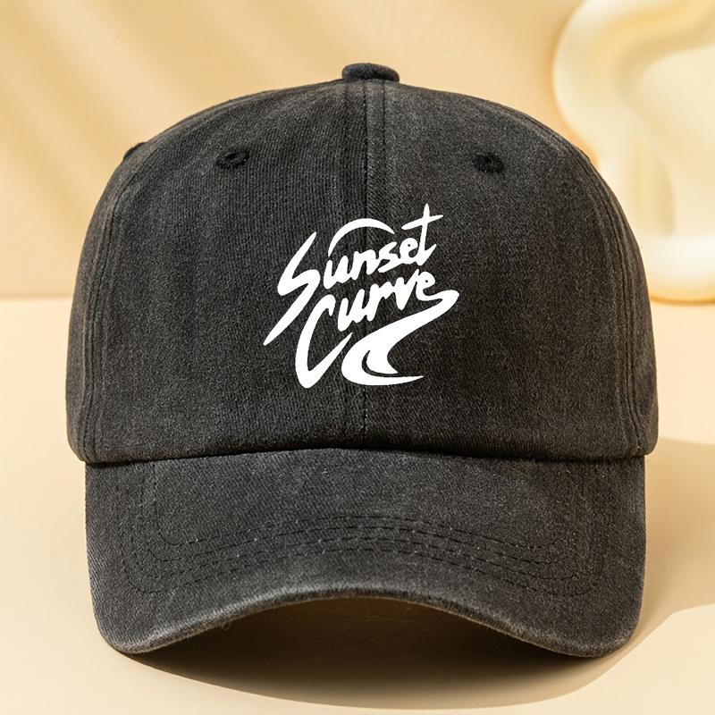Czapka bejsbolowa męska z nadrukiem litery 'Sunset curve', odpowiednia na sporty outdoorowe i imprezy świąteczne, kreatywna