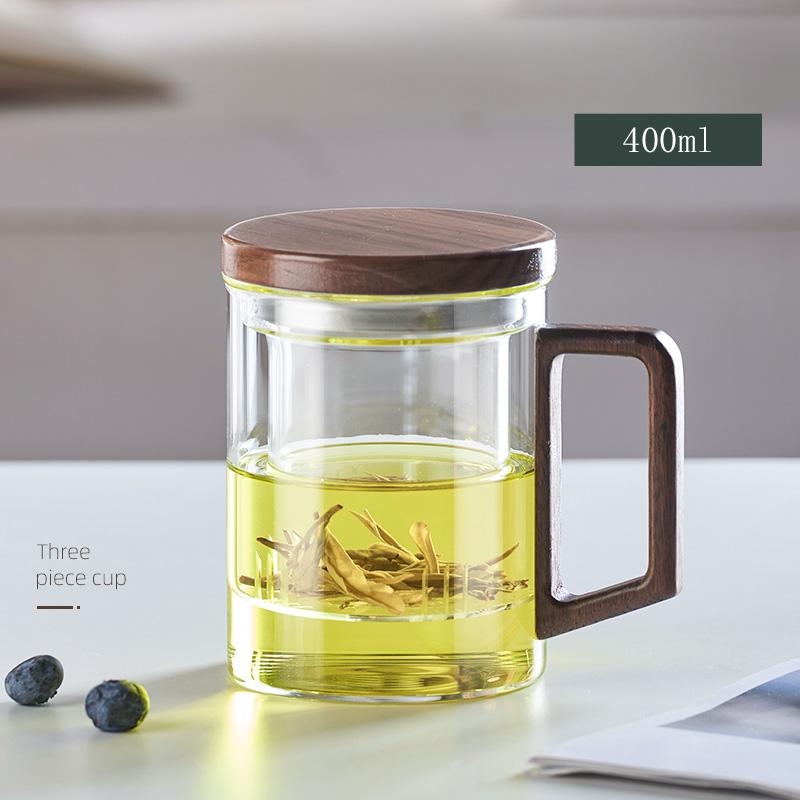 GIANXI Glass Tea Cup With Wood Handle Chinese Heat Resistant Puer Filter Cups High Quality And Convenient Kung Fu Tea Cup Set