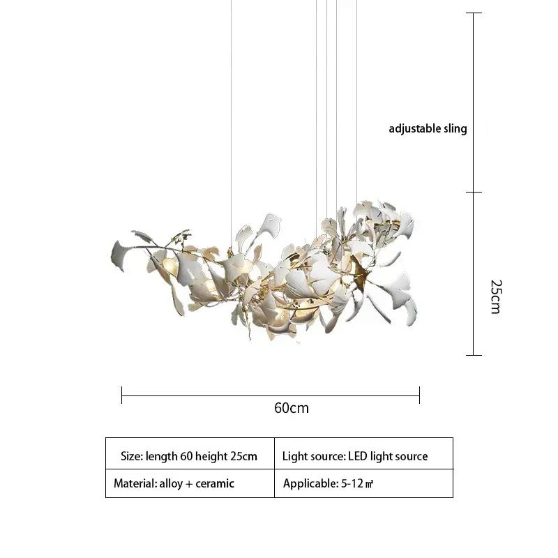 Modern creative LED porcelain ginkgo Chandeliers hotel living room home decoration lamp Nordic restaurant art island Chandeliers