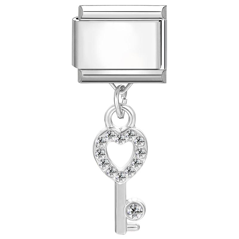New Bow Crown Butterfly Heart Key Cherry Pendant Italian Charm Link Stainless Steel Fit 9MM Bracelet Women Men DIY Making Gifts