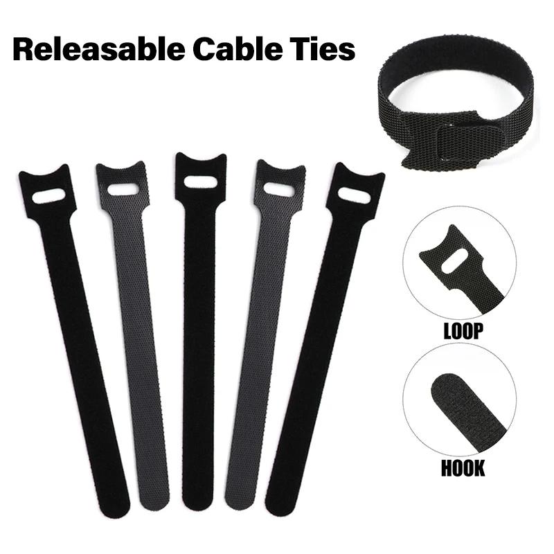 10-100PCS Reusable Hook and Loop Straps Fastening Cable Ties Cable Straps Nylon Securing Wire Cord Ties Organizer Fastener Tape
