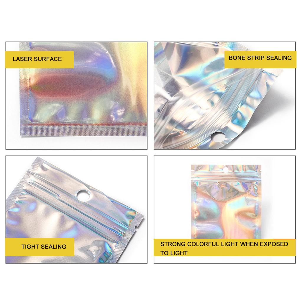 200pcs Laser Packaging Bags Transparent Thicken Dust Proof Laser Ziplock Bags for Mobile Phone Accessories Hardware Digital Products
