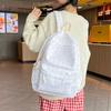 Schoolbag Versatile Floral Series School Bag Female High School Student White Cute Cartoon Bow Sausage Puppy Backpack Bag