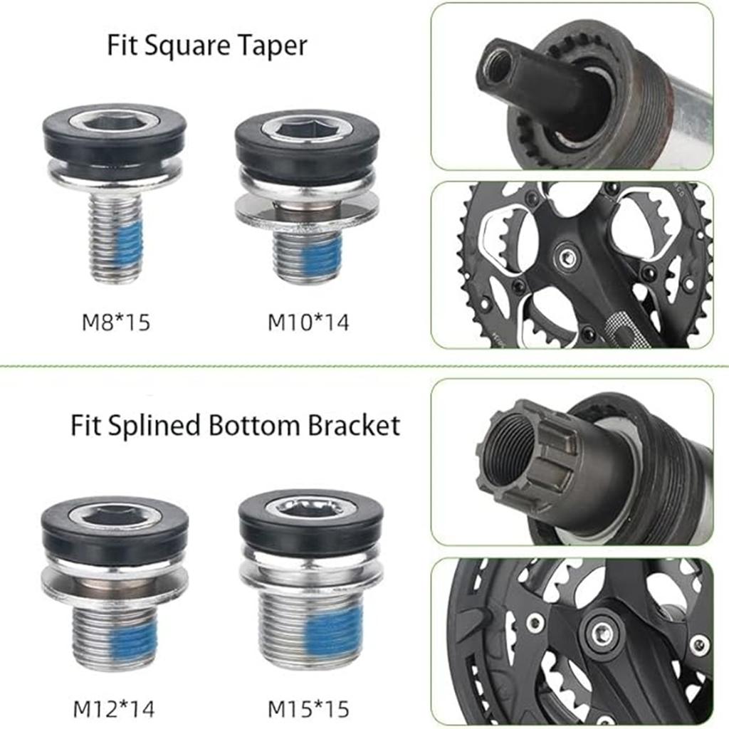Hexagon & Square Hole Central Shaft Screw – M12  Crank Fixing Bolt,  Bike Replacement Part