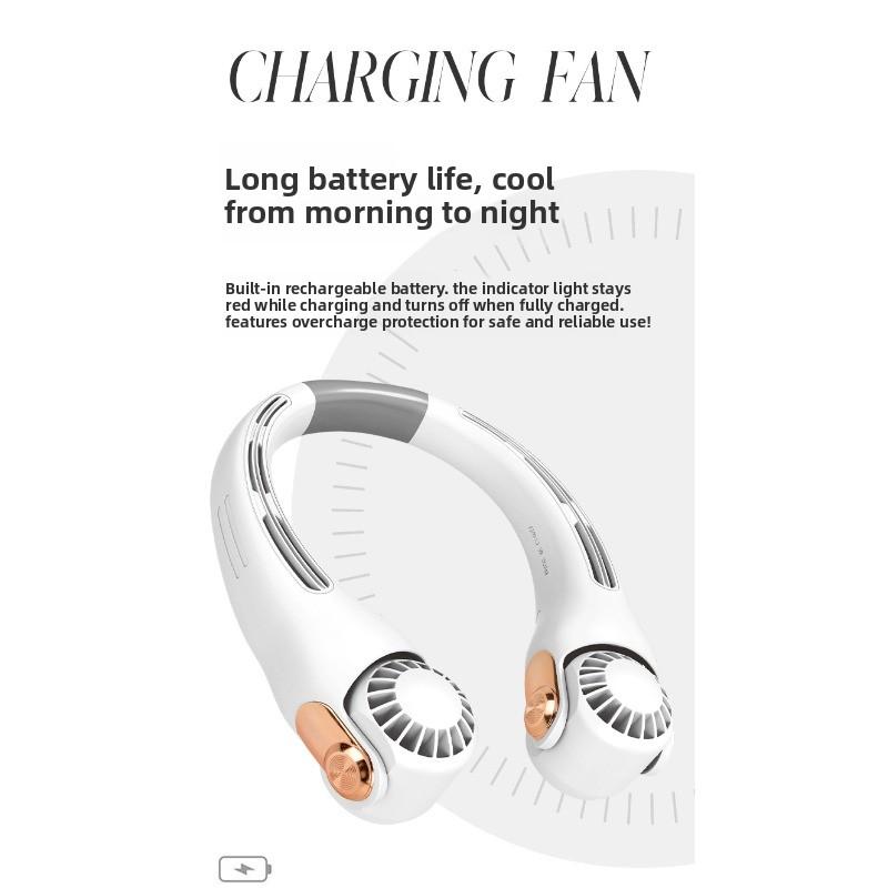 Silicone Neck Fan Mini Portable USB Charging Outdoor High Wind Adjustment Neck Fan