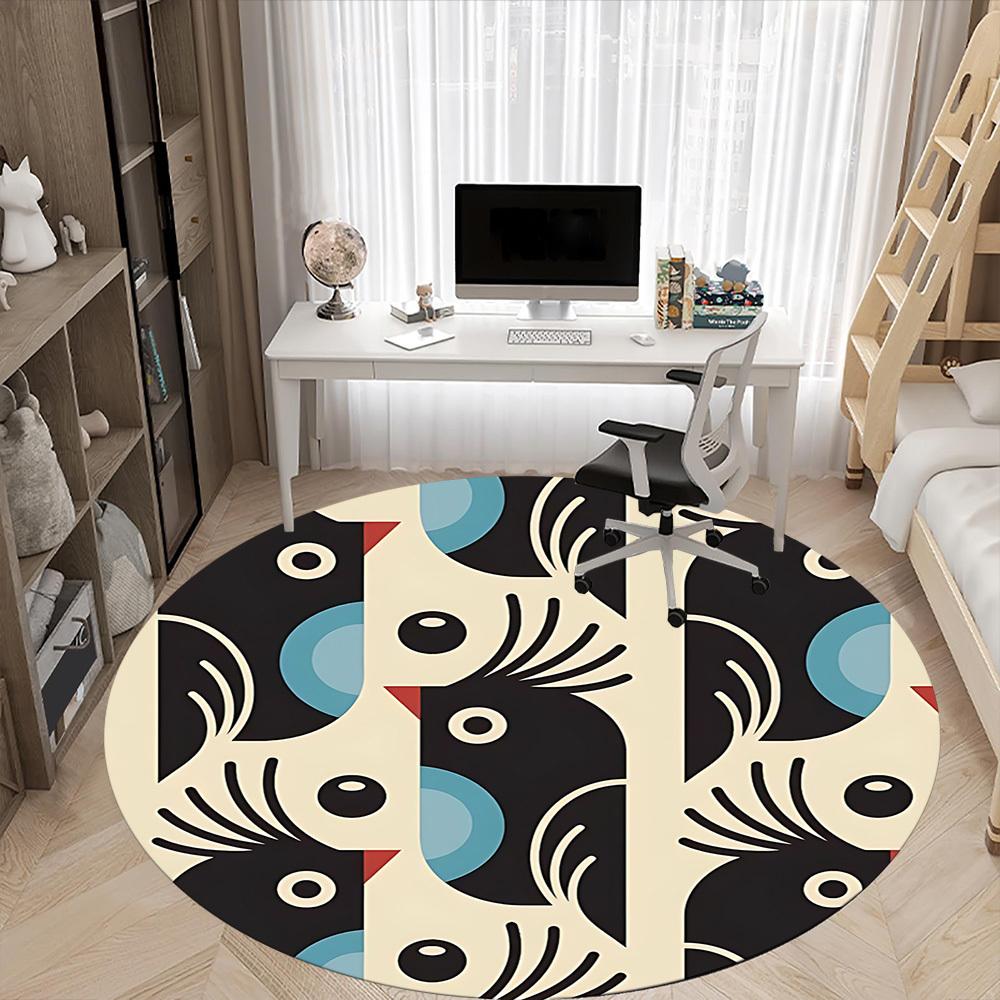 1pc Abstract Art Office Round Area Rug, Indoor Mat Suitable For Office, Under Office Chairs Bedroom Living Room Home Decor, Room Deco