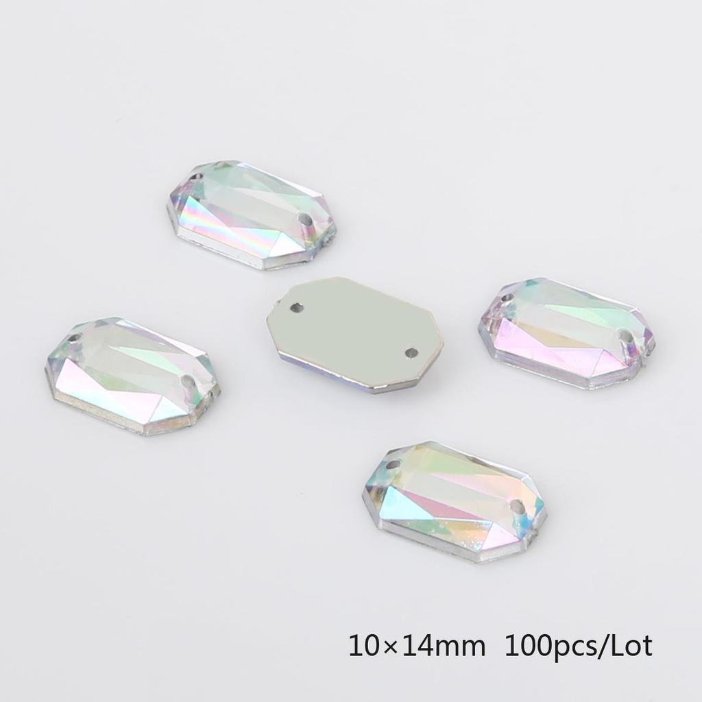 Kulaté mnohostranné akrylové kamínky s plochou zadní stranou a dvěma otvory pro DIY šperkové doplňky