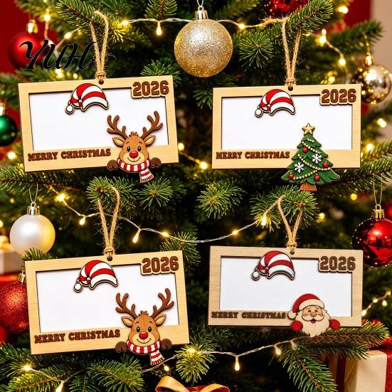 Money Gift Holder for Christmas Tree 2Pcs Hanging Ornament Cash, Wooden Xmas Decorative Cash Storage Decoration, Reusable Box Holiday Party