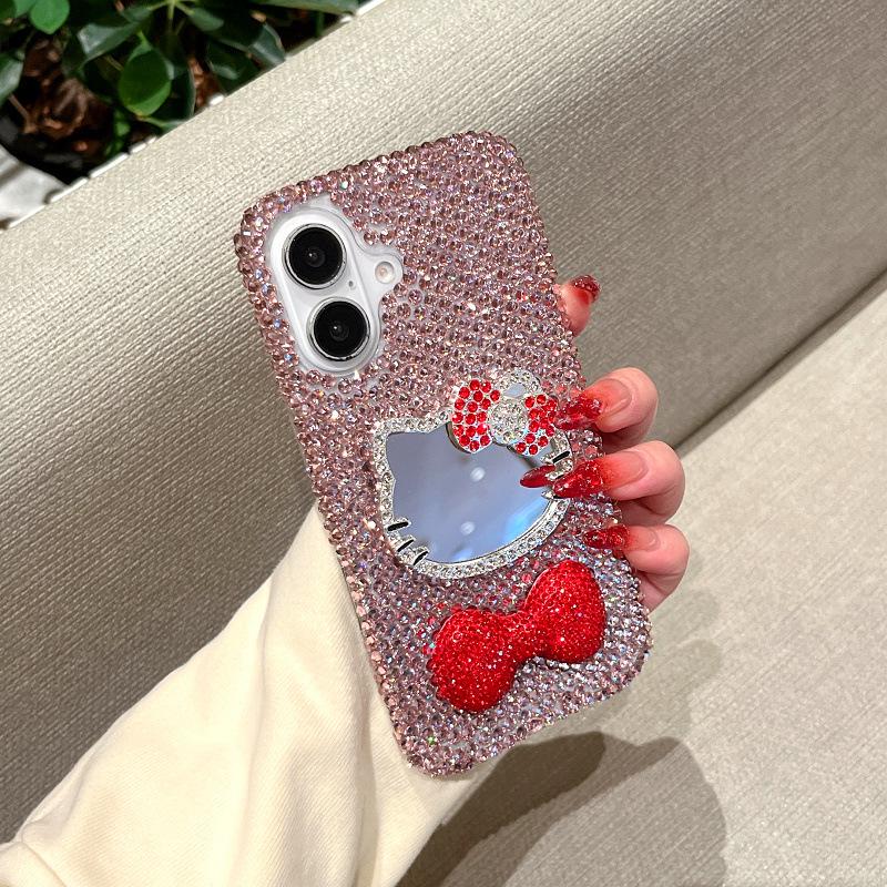 

Apple Phone Case: Rhinestone Mirror Bow Luxury for 16 Pro Max/17/14/11 iPhone 14 Pro Max
