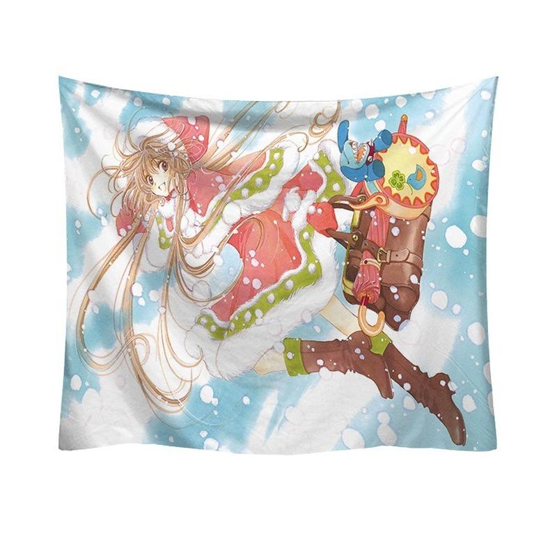Heimdekoration, Cartoon-Mädchen, Weihnachtsserie, Wandteppich, Druck, Wandverkleidung, Raumwand, Hintergrund, Wandverkleidung, 230 x 180 cm, Tapiz