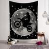 Night Sky Moon Wall Hanging Tapestry Star Tapestry Psychedelic Black and White Tapestry Wall Hanging Suitable for Home