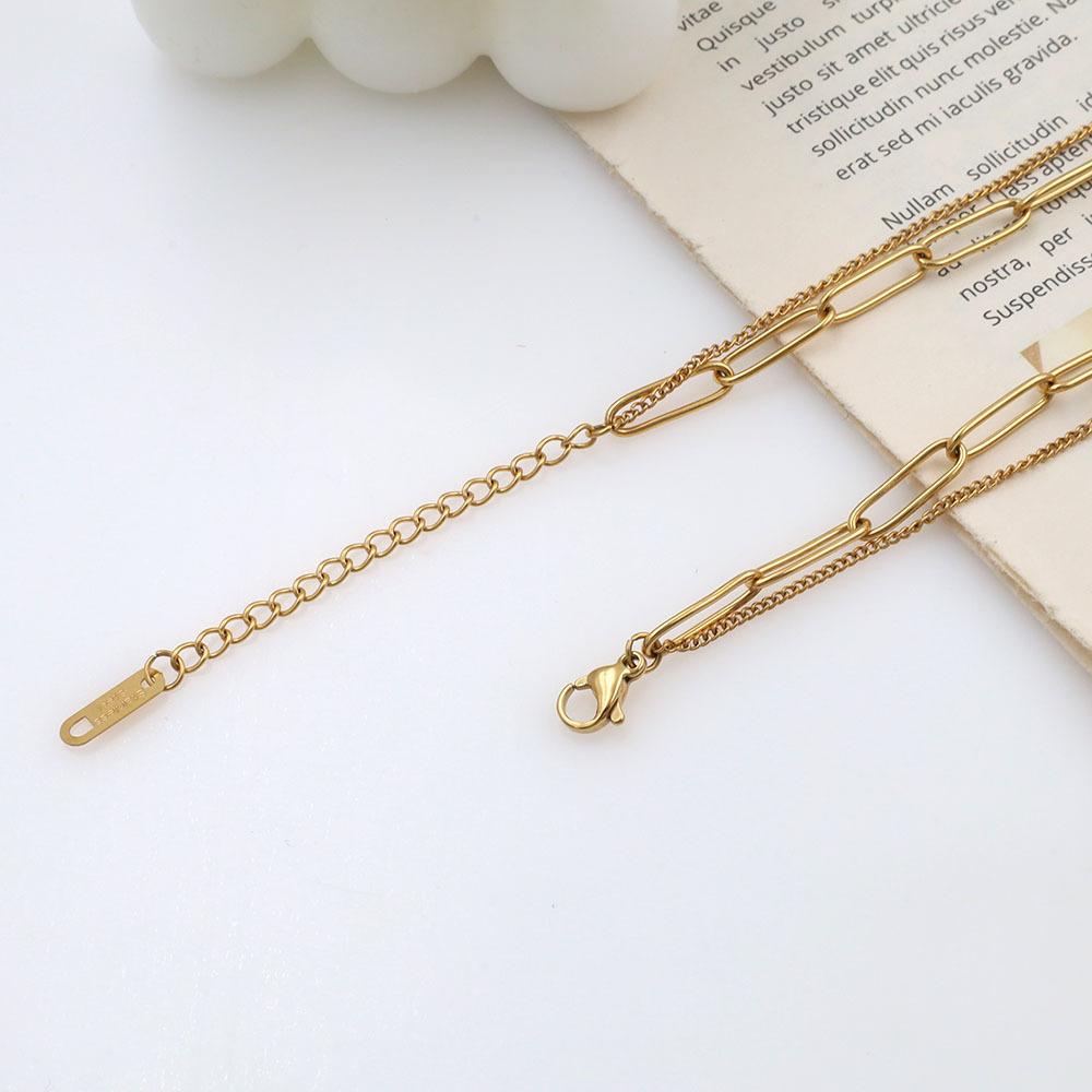 Fashion Titanium Steel Clavicle Neck Chain Trend Cold Wind Pearl Pendant Double Layer Stacked Necklace Women