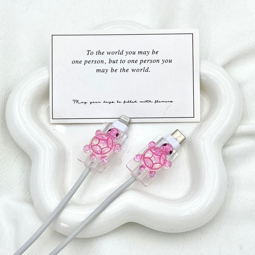 2Pcs Charger Cable Winder Protector White Bear Cartoon Saver Data Line Protective Case Earphone Cord Sleeve Cover Wire Organizer