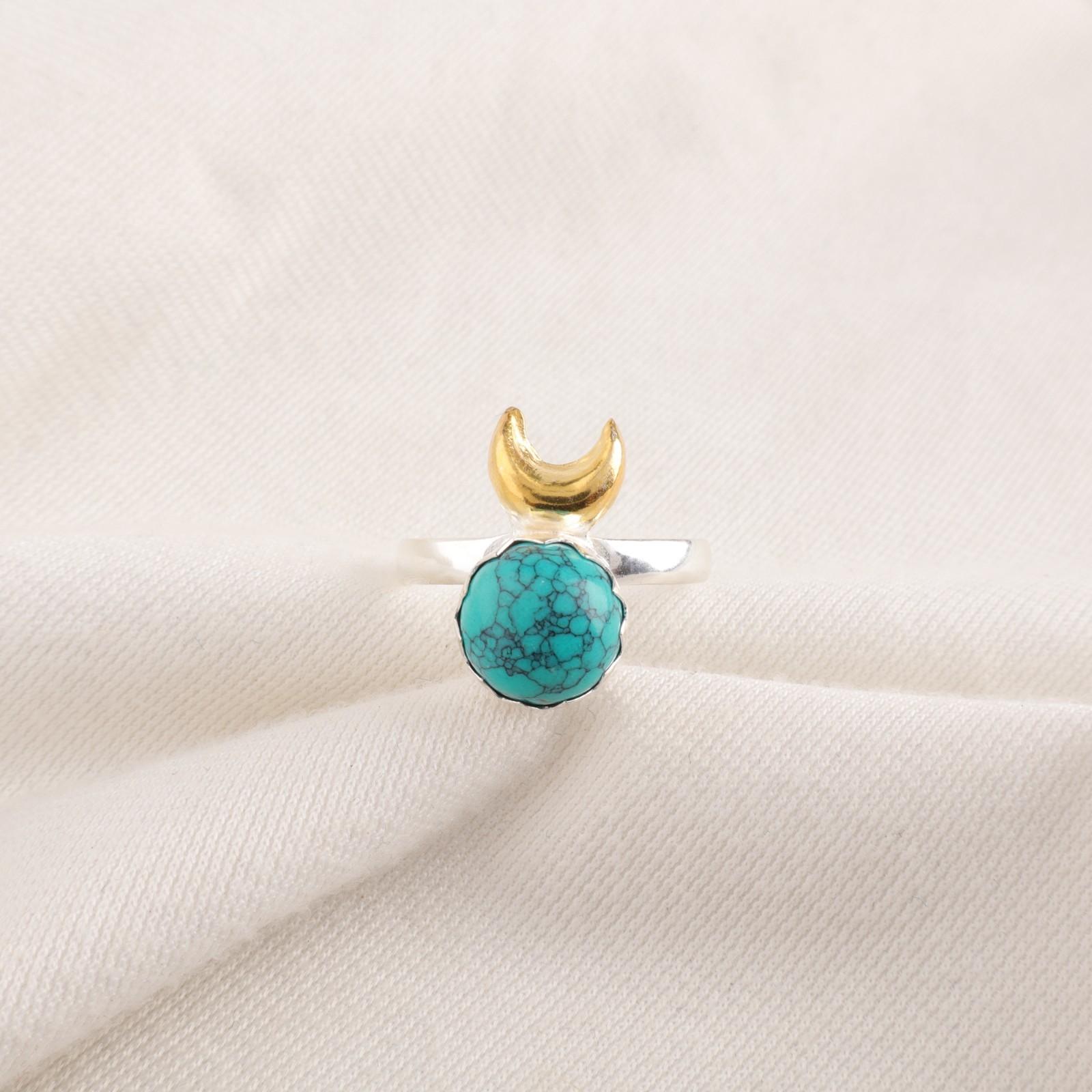 

Throat Chakra Blue Turquoise Stone 925 Silver Stackable Anniversary Gift Ring RR-58-26 15