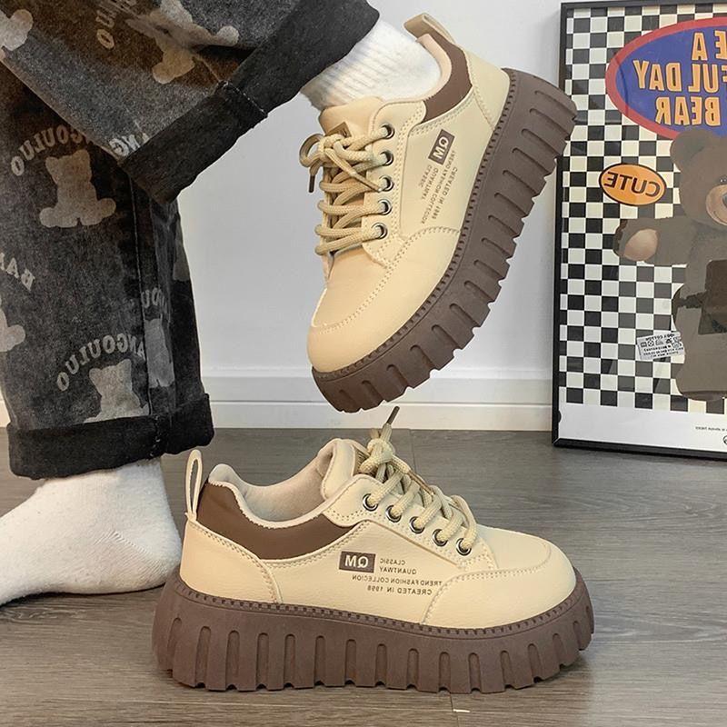 Shoes Platform White Shoes Women's Ins Tide 2025 Spring Lightweight Versatile Biscuit Shoes Women's Shoes Niche Casual Board Shoes