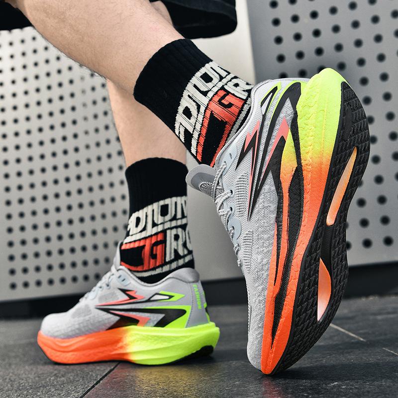 2025 New Full Palm Carbon Board Popcorn Sole Sports Shoes, Student Men's and Women's Racing Shoes, Shock-absorbing Running Shoes