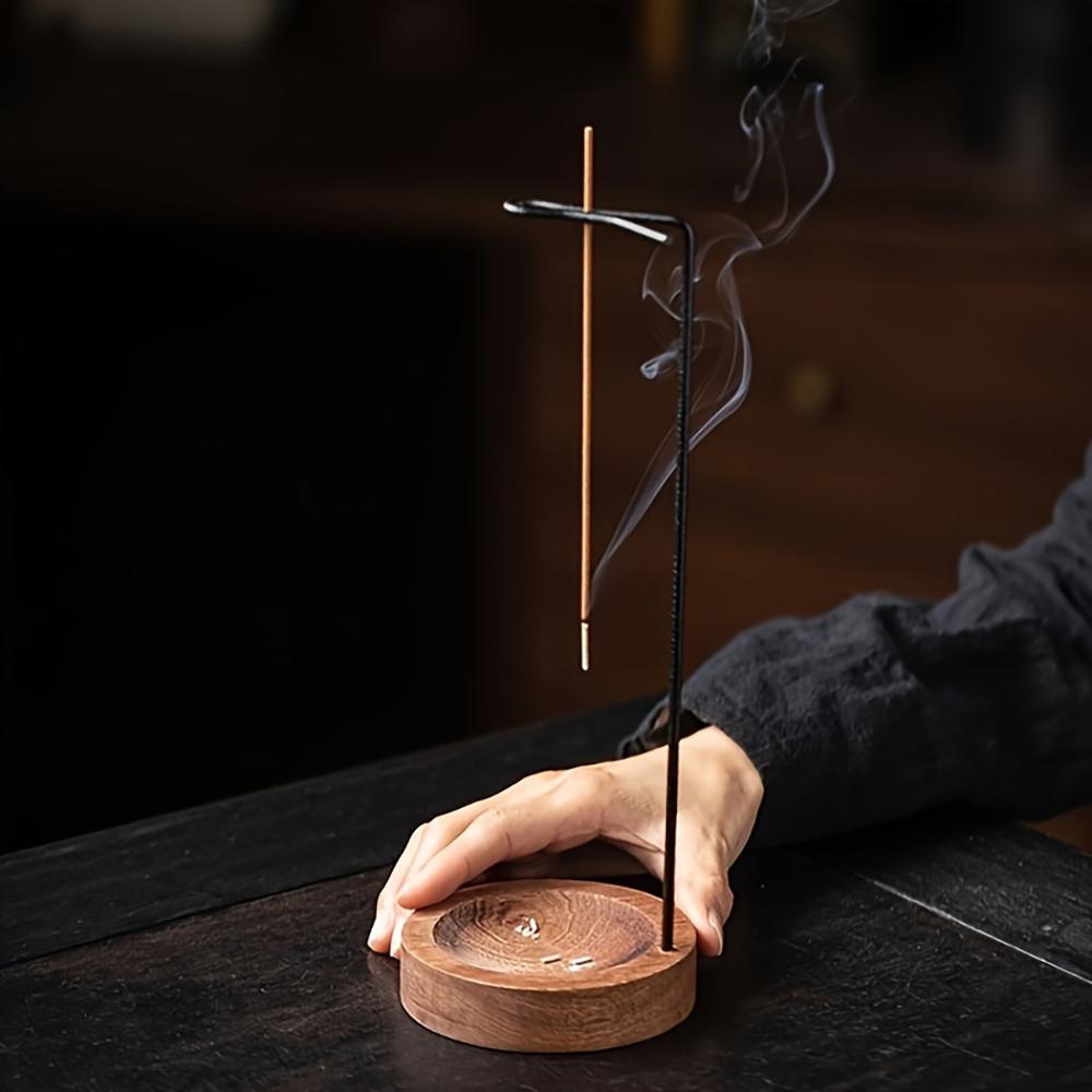 Držák na vonné tyčinky - Dřevěný držák na vonné tyčinky dnem vzhůru - Odnímatelný zachytávač popela pro jógu/aromaterapii - Dekorace do domácnosti