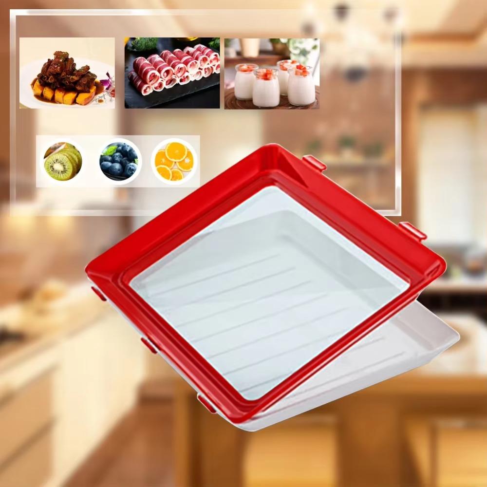 Stackable Food Storage Trays Flat Meat Fresh-keeping Plate Food Preservation Tray  Refrigerator