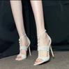 OMG is beautiful!! Pearl high heels women's 2025 new stiletto sandals sexy word with open-toed sandals