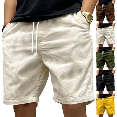 Men's Summer Corduroy Shorts Men's Waist Sports Loose Casual Quarter Pants
