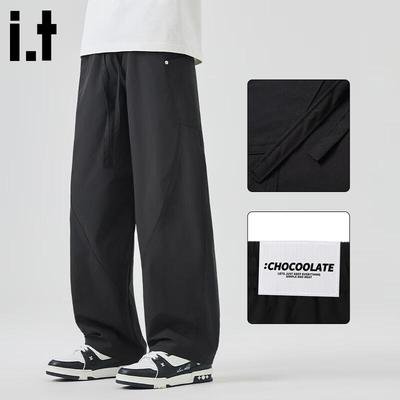 CHOCOOLATEit Herren Amerikanische Arbeitskleidung Lockere Gerade Hosen mit gebogenem Bein