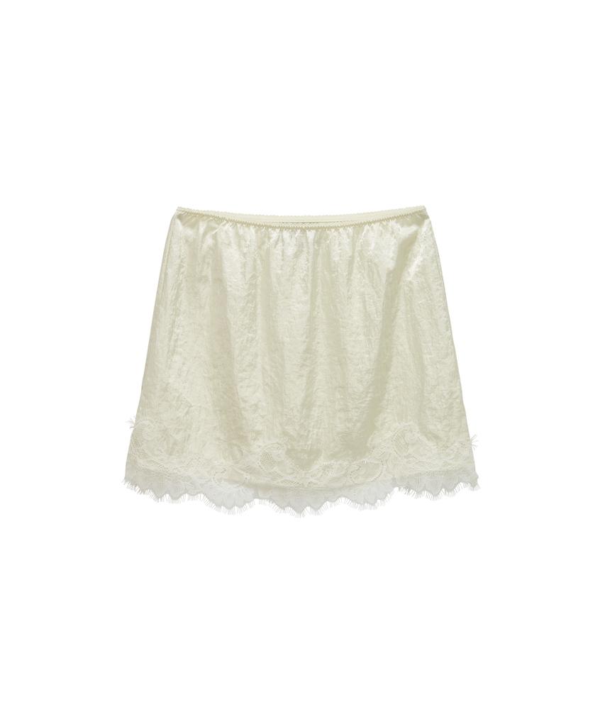 SALON DE YOHN Banding Lace Satin Skirt_ Butter