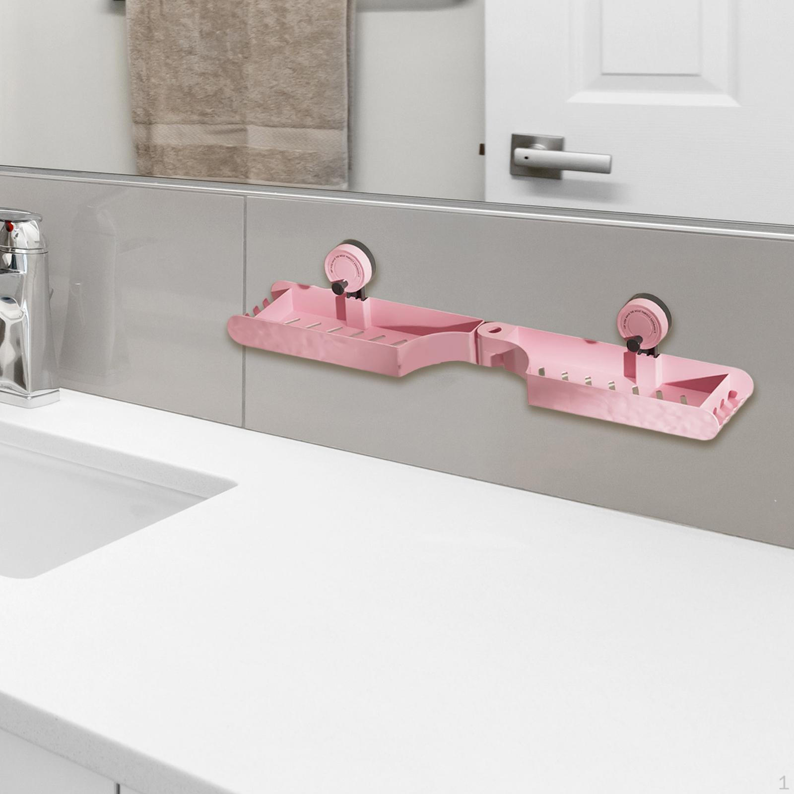 

Полка-органайзер для ванной над смесителем, полый дренаж, без , для квартиры, гостиной розовый