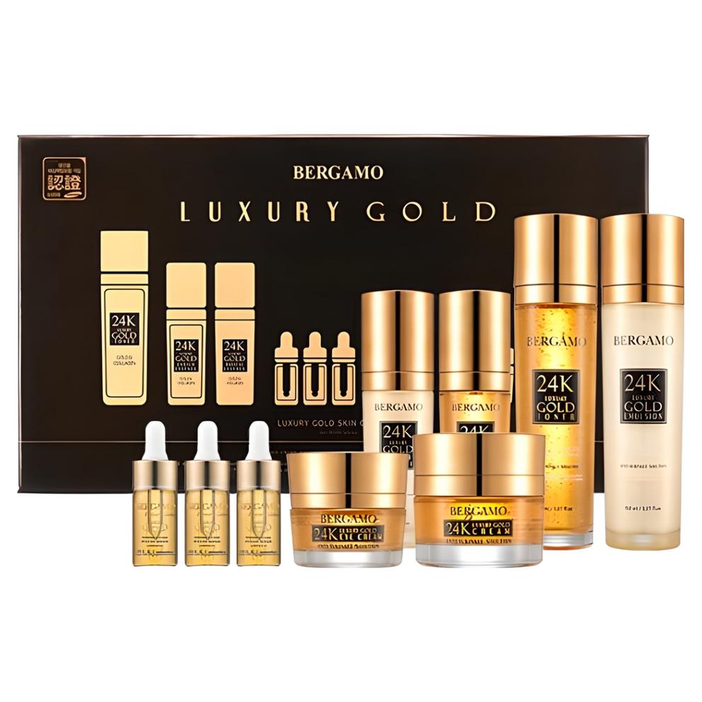 Бергамо Реа 24K Золото Набор из 9 предметов для ухода за кожей Золотой Коллаген