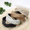 Handgeflochtenes Boho-Stirnband für Damen, Netz-Twist, breiter Haarclip, trendiges Sommer-Haarband, Schwarz, Weiß, Beige, Kaffee