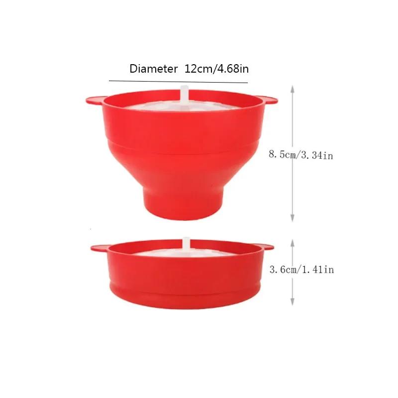 Recipiente para palomitas de maíz para microondas, de silicona, para hacer tú mismo, color rojo, con tapa, plato para frutas, herramientas fáciles de usar de alta calidad
