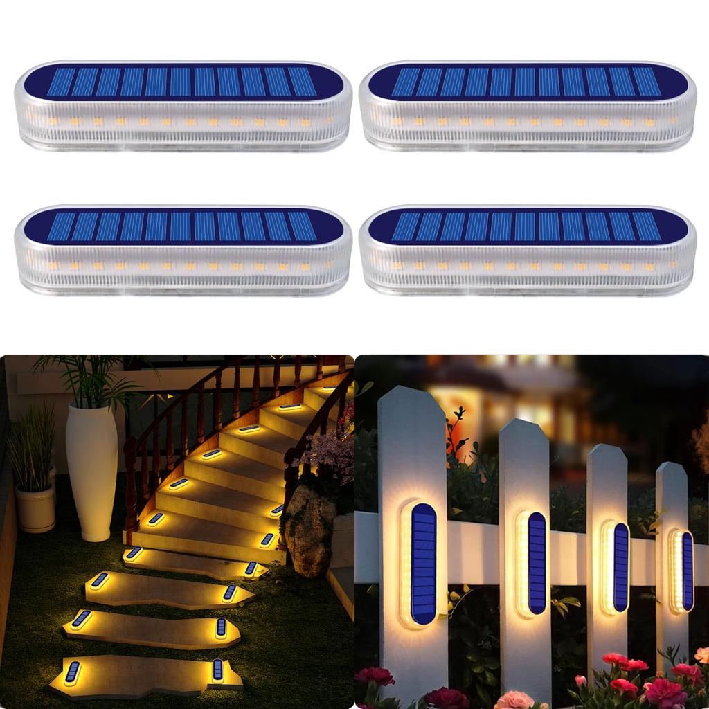DetarZin LED Solar Lights, Outdoor Garden Lights, IP68 Waterproof, 30 LEDs, Warm White, Solar Powered Outdoor Stair Lights, Garden Lights, Solar