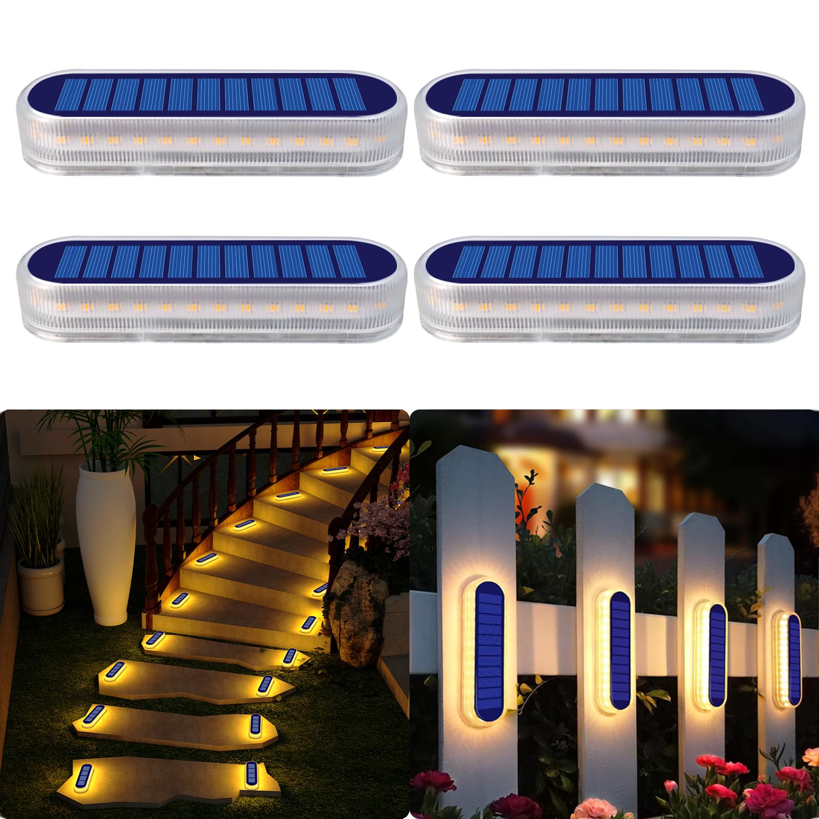 

DetarZin LED Solar Lights, Outdoor Garden Lights, IP68 Waterproof, 30 LEDs, Warm White, Solar Powered Outdoor Stair Lights, Garden Lights, Solar