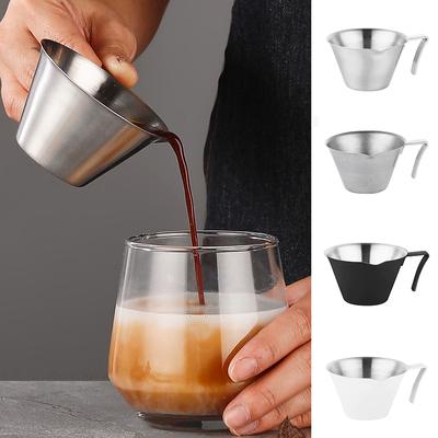 Espresso-Edelstahl-Messbecher, Unzenbecher mit Griff, Flüssigkeitsextraktionsbecher mit Graduierung