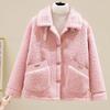 Veste en Fausse Laine d'Agneau pour Femme - Style Coréen Automne/Hiver 2025, Coupe Régulière, Manteau Petite Taille