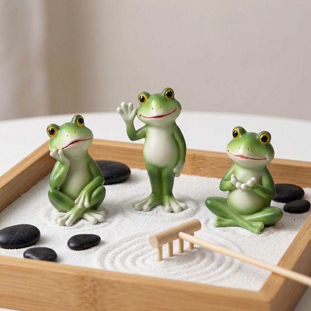 Creative Craft Cartoon Frog Figurine Resin Material Frog Garden Decor Courtyard Gardening