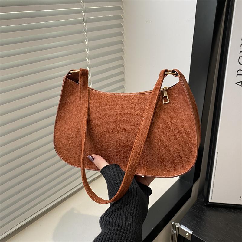Fashion Texture Red Bag Women's New Suede Single Shoulder Crossbody Bag Small Underarm Hobo Bags